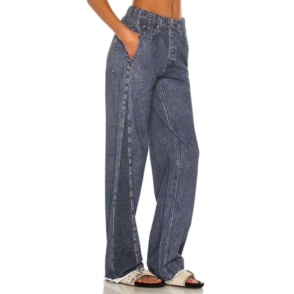 NWT rag & bone Miramar Wide Leg in Bridle Trail Photo Printed Faux Jean Pants XS - Picture 2 of 12